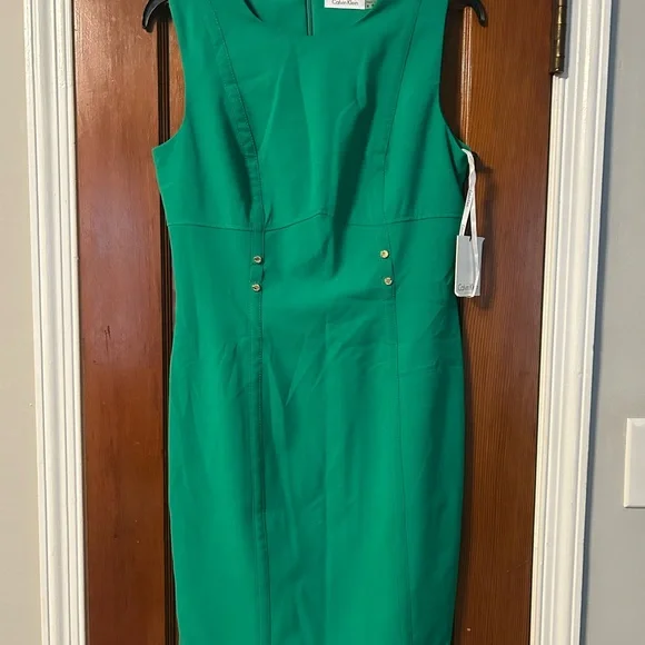 Calvin Klein | Dresses | Calvin Klein Green Sleeveless Sheath Dress |  Poshmark
